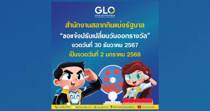 สลากเลื่อนออกล็อตเตอรี่เป็น 2 ม.ค.2568