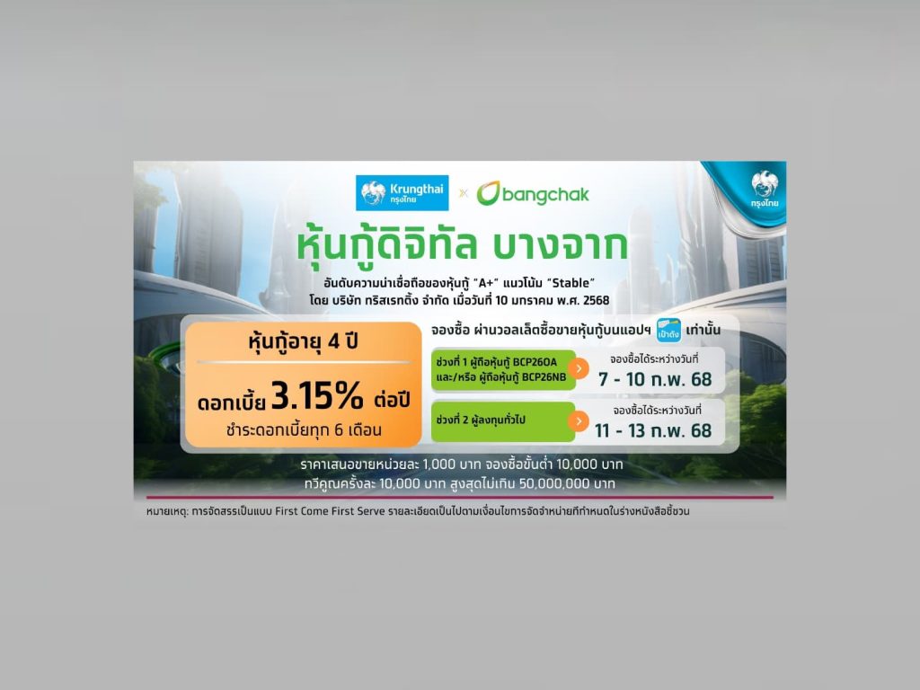 บางจาก ออกหุ้นกู้ 4 ปี ดอกเบี้ย 3.15% ผ่านแอปฯ เป๋าตัง