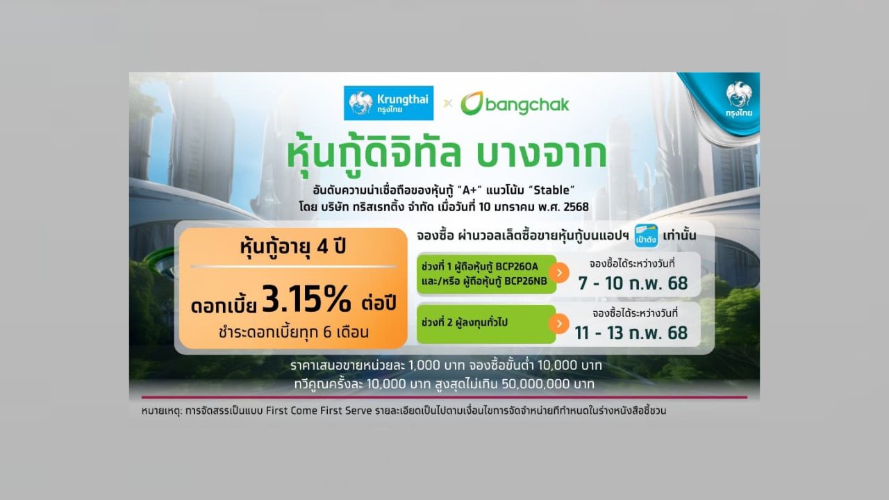 บางจาก ออกหุ้นกู้ 4 ปี ดอกเบี้ย 3.15% ผ่านแอปฯ เป๋าตัง