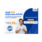 ทีทีบี ต่อยอดเงินบริจาคให้เพิ่มพูน ด้วยบัญชีฝากประจำ ดอกเบี้ยสูงสุด 1.75% ต่อปี