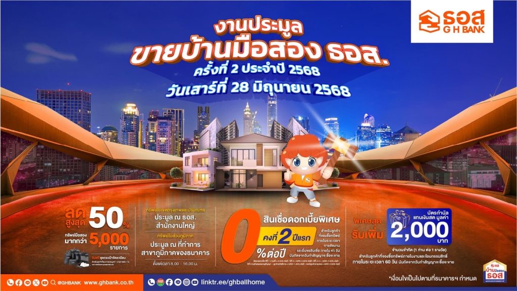 ธอส. จัดประมูลทรัพย์เด่น 9 พันรายการ ลดสูงสุด 50%