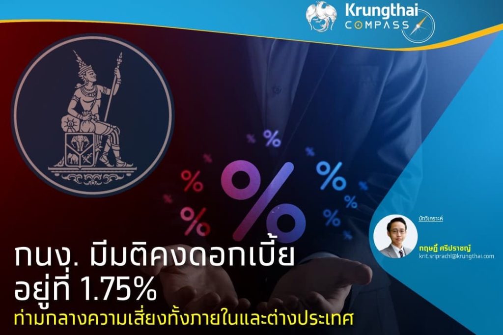กนง. มีมติคงดอกเบี้ยอยู่ที่ 1.75% ท่ามกลางความเสี่ยงทั้งภายในและต่างประเทศ
