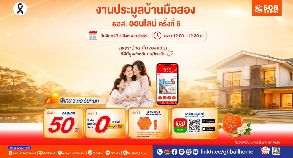 ธอส. ขายบ้านมือสอง ลดสูงสุด 50% พร้อมดอกเบี้ย 0% นานสูงสุด 2 ปี